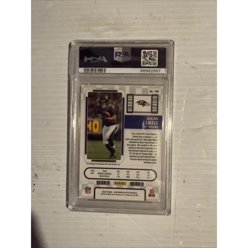 Isaiah Likely 2022 Panini Contenders Auto /Rookie PSA 9 RC SP Ravens Giants Mint